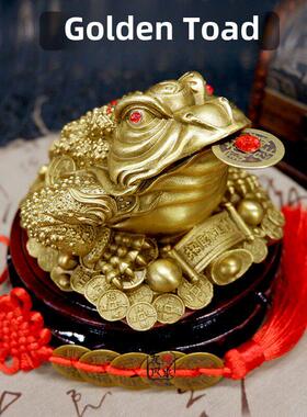 黄铜招财金蟾摆件 三足蟾蜍大号金蝉家居店铺收银台装饰开业礼品