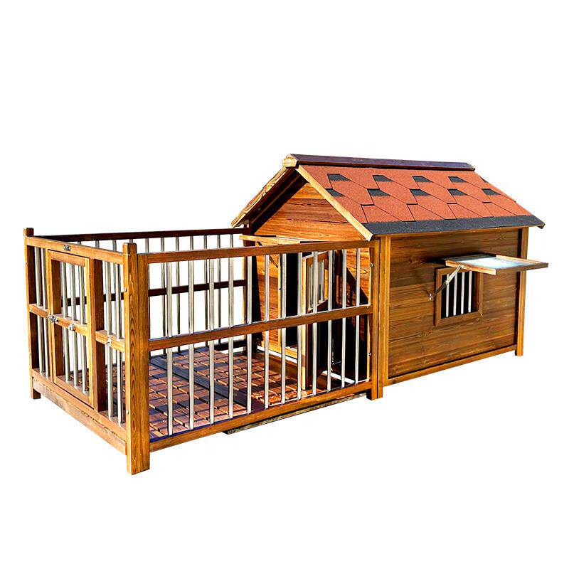 实木狗别墅户外狗屋围栅栏防水狗窝室外中大型犬舍防雨狗房子金毛
