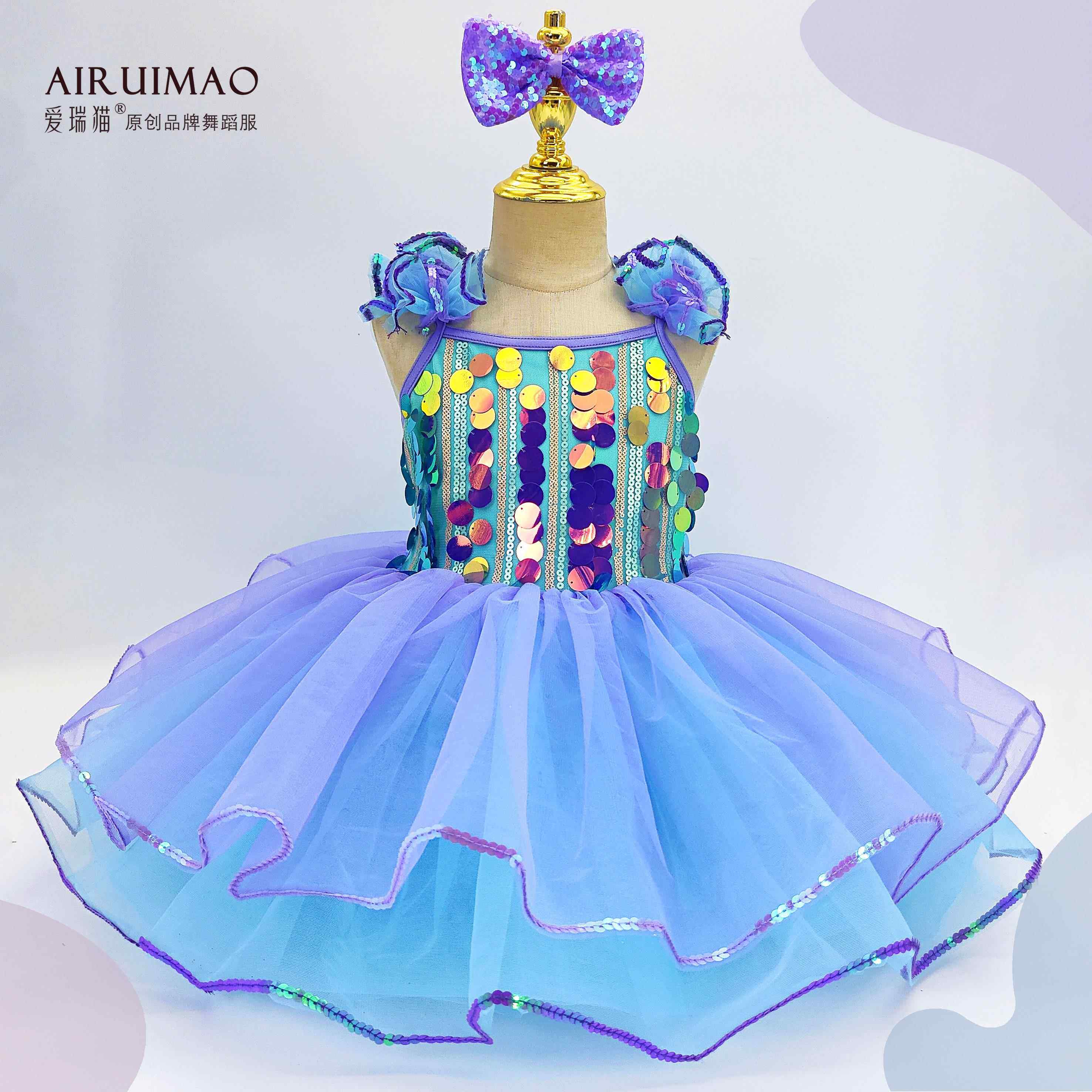 正品童芭蕾舞蹈花朵亮演片舞蹈出服合唱服可爱女童公主服裙儿蓬蓬