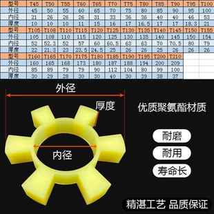 聚氨酯T型六角垫联轴器缓冲垫梅花六角轮水泵对轮垫橡胶垫弹性块