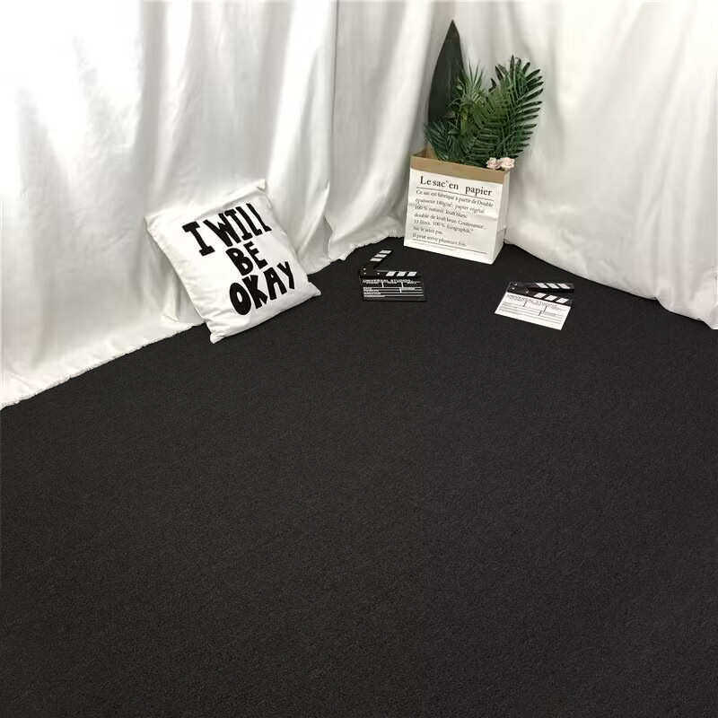 大面积批发大地垫婚纱照摄影棚拍照布置纯黑色背景地毯办公室商用
