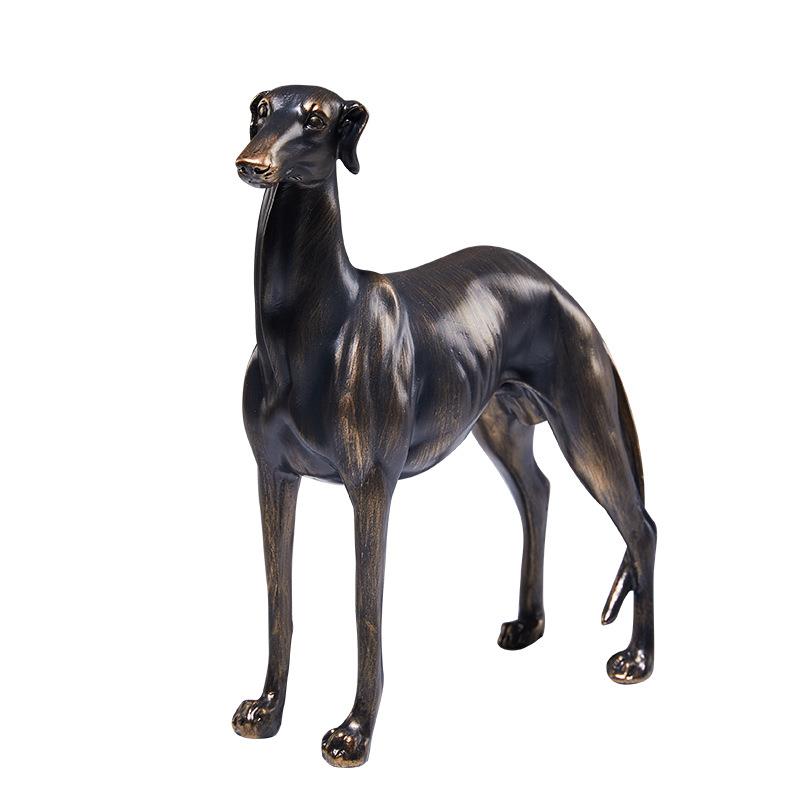 电商新款仿真动物摆件仿古铜缇灵犬模型客厅书房玄关家居装饰
