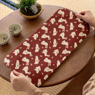 棉麻玉兔干泡茶席双面防水茶席兔年茶道零配件功夫茶具桌旗长方