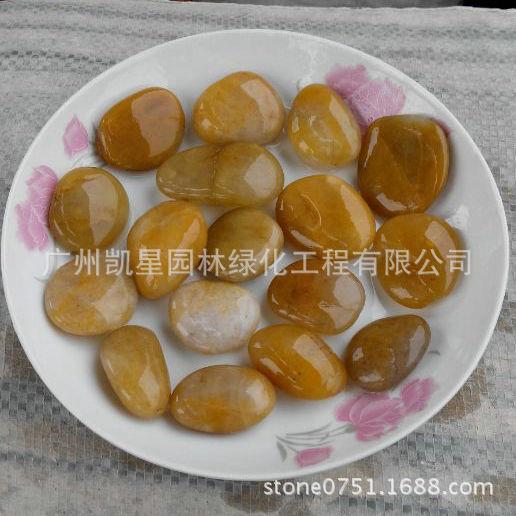 广州黄色高抛精品鹅卵石黄雨花石池子铺路造景用