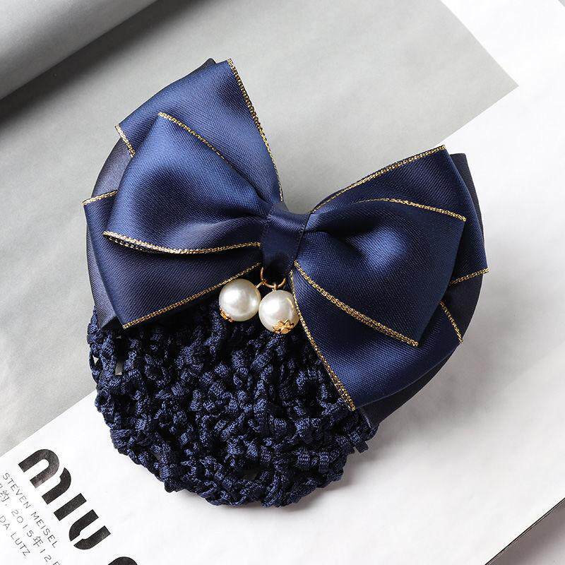 银行职业头花带网兜发夹发网布艺简约顶夹空姐护士发套工作头