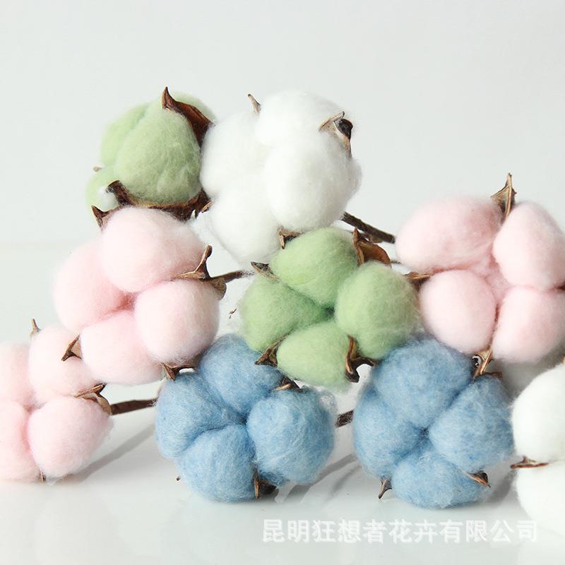 狂想者手工铁杆棉花森系干花真花朵插花家居装饰插花厂家