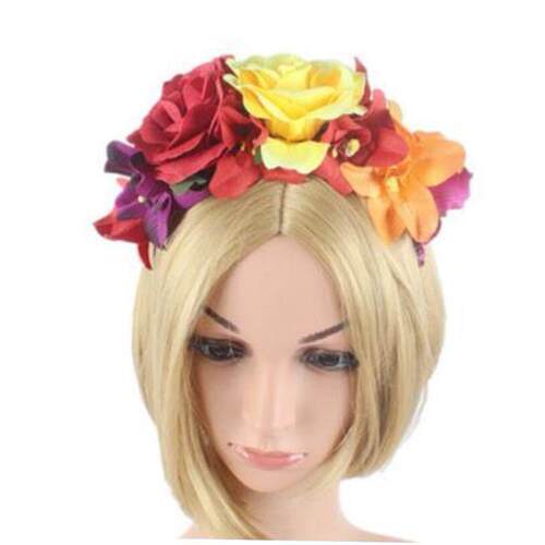 Womens Mexican Simulated Rose Flower Crown Headband