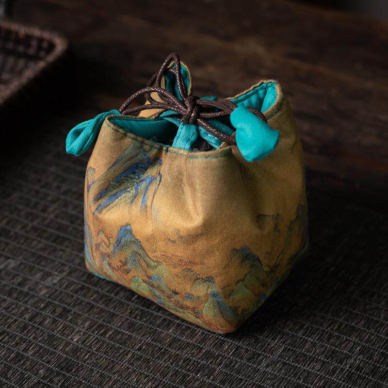 茶杯布袋旅行袋棉麻茶具加厚便携束口收纳袋主人杯建盏中式布包