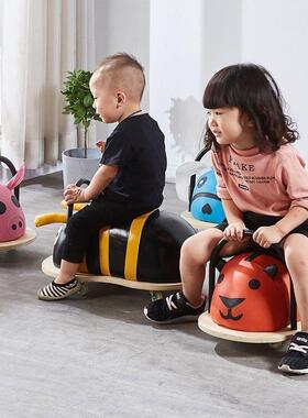 儿童凳子动物凳带滑轮家用卡通沙发凳宝宝滑行玩具小凳子矮凳坐凳