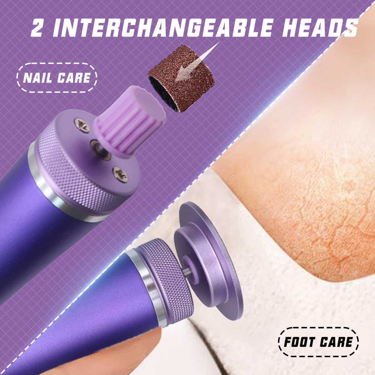 LED带屏显磨脚器电动修脚器充电式磨皮去脚皮死皮老茧美脚修足机