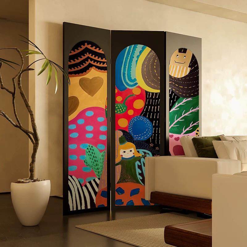 现代简约多巴胺彩色折叠屏风隔断客厅卧室挡床办公室沙发背景折屏,住宅家具,折屏,淘宝优惠券,粉丝福利购,淘宝优惠卷