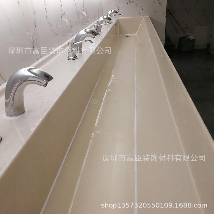 简约通体人造大理石公共洗手槽 亚克力人造石一体水槽定 制加工