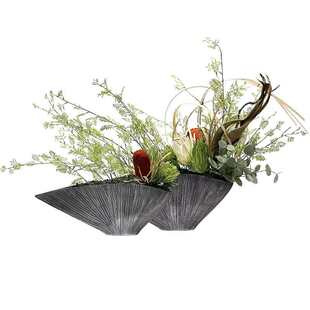 新餐厅装饰品中式前台花瓶售楼处仿真样板房花艺摆件酒店树脂摆设