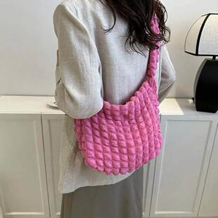 Bag Shoulder Capacity Crossb Plaid Quilted Embroidered Large