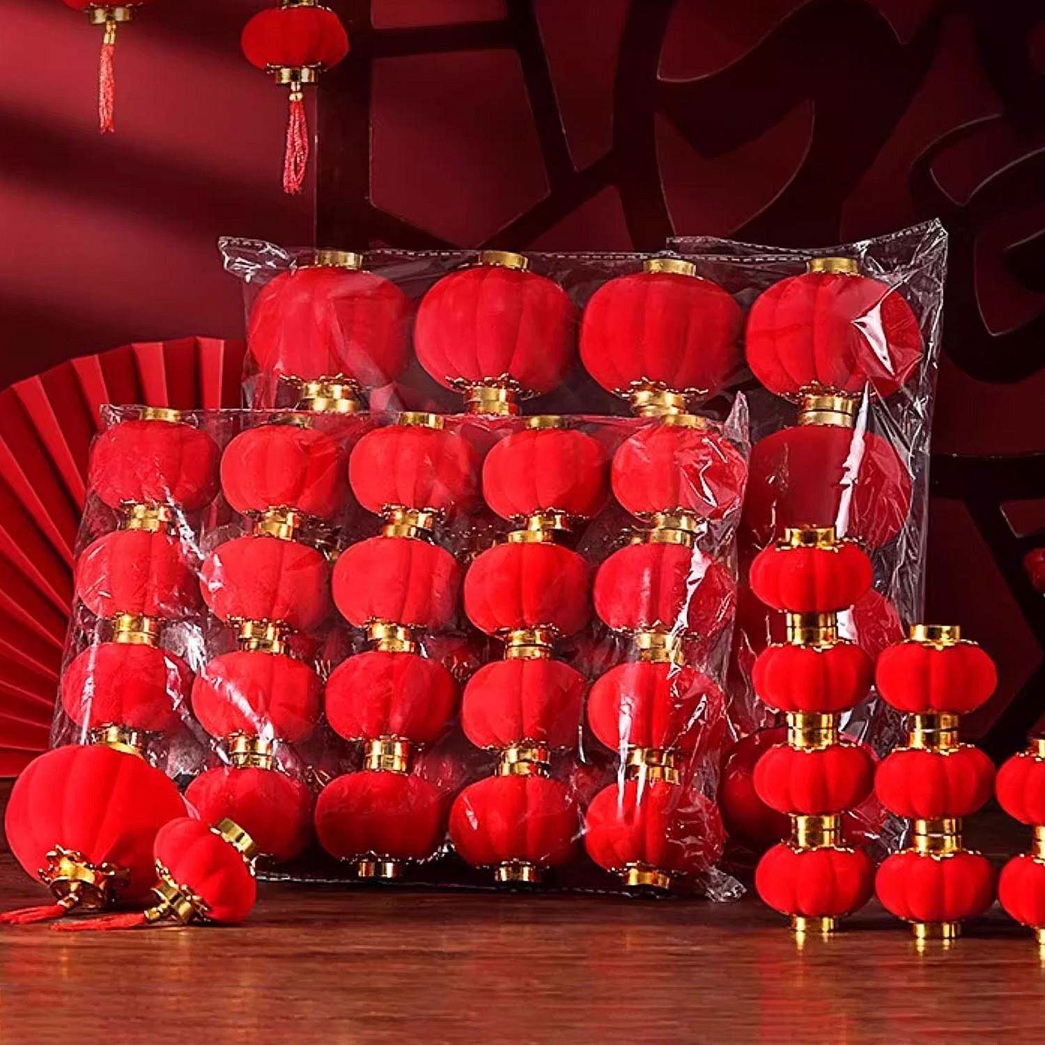 小红灯笼挂饰新年装饰户外绿植盆栽树上挂件春节喜庆氛围布置用品