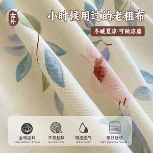 小清新纯棉老粗布床笠单件100全棉加厚四季新款床垫套床罩三件套