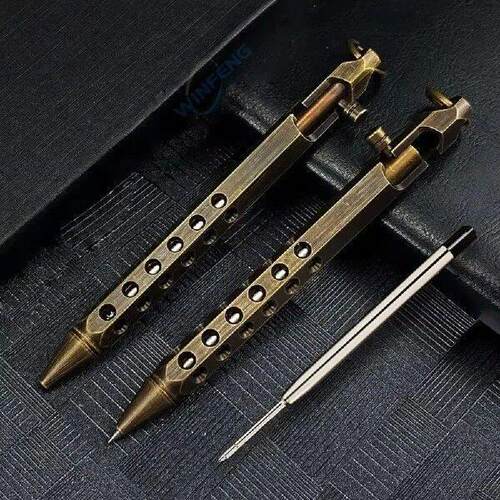 Portable Brass Pen Medium Point 1.0mm Retro Signature Pen