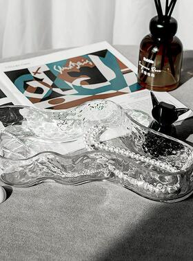 欧式玻璃家居首饰盘 甜品台摆件装饰展示架收纳盘 水果盘香薰托