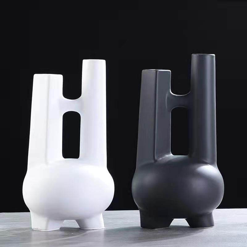 现代简约陶瓷花器摆件客厅插花样板房餐桌陶瓷花瓶装饰品摆件
