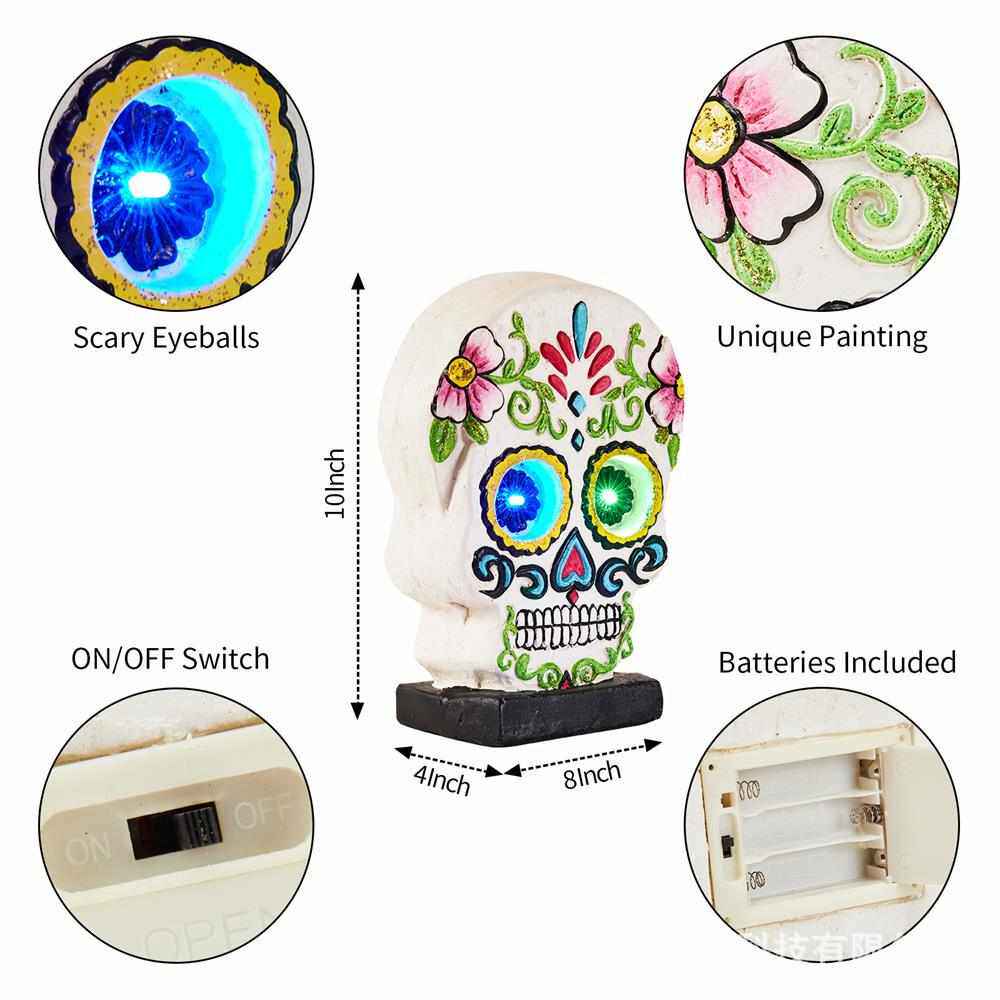 欧美鬼节摆件太阳能雕塑工艺品骷髅头台灯创意氛围灯摆件爆品