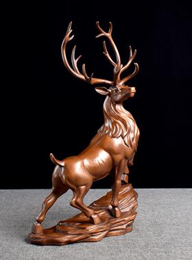 紫铜带底雄鹿摆件祝寿铜工艺品家居办公室吉祥装饰品店铺开业礼品