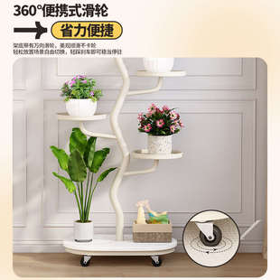 客厅铁艺置物架花架兰花多肉花盆可移动摆放阳台景落地式架子多层