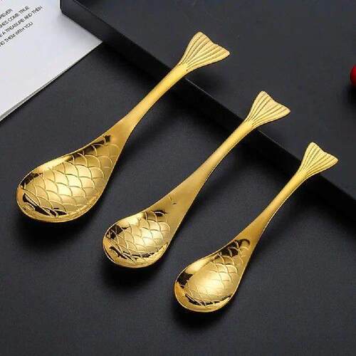 4 Pcs Fish-shaped Cartoon Soup Spoon Stainless Steel Kids