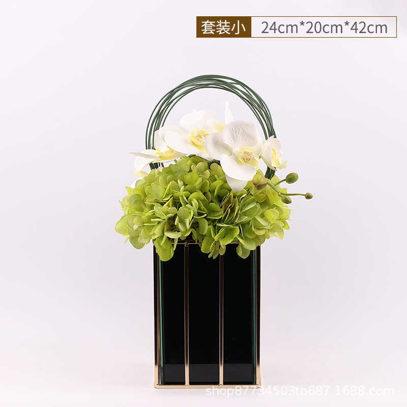 洽谈花艺仿真搭配装景新桌软花盆装饰品摆件植物盆栽中式软样板房