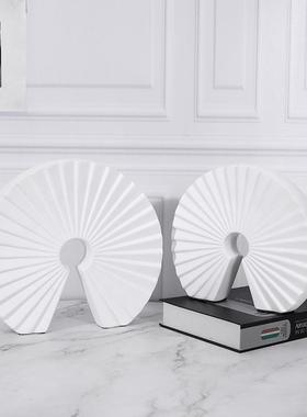 现代简约创形意黑白色扇摆件中式样新板售楼处装饰品电视柜9000-3