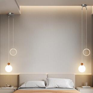 法式 奶油风卧室线床头吊灯现简约南代瓜主卧吊灯级高感796小吊灯