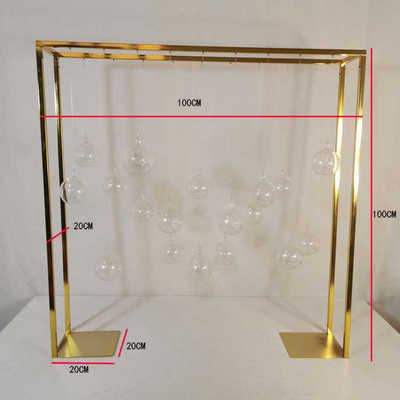 花架艺婚庆道具新款架场主桌铁几何电镀装饰婚礼方框现可拆卸