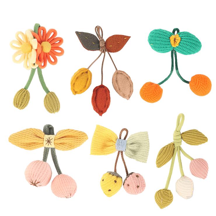 ins森系可爱手工针织布艺花朵挂件编织包服装diy装饰海绵流苏辅料