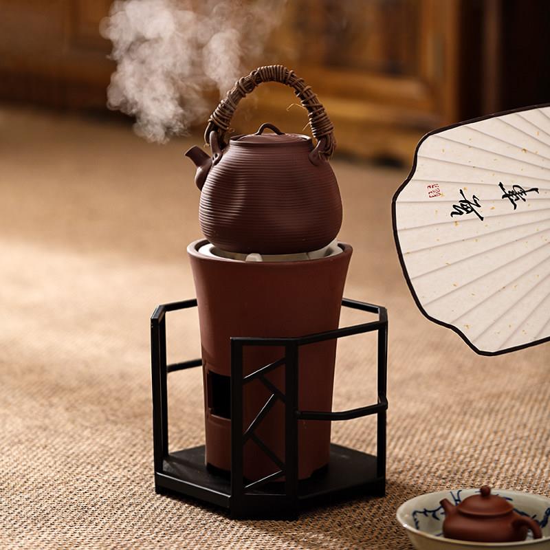 潮州红泥炭炉陶壶煮茶提梁壶中式围炉煮茶烤火炉套装功夫茶烧水壶
