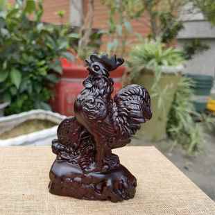 黑檀木春鸡报福十二生肖大公鸡家居摆件公鸡