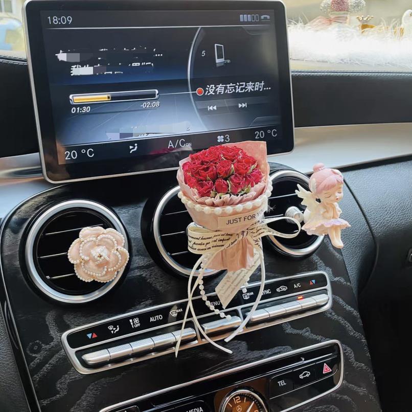 车载香薰出风口装饰创意可爱车内空调香水芭蕾女孩汽车香氛摆件