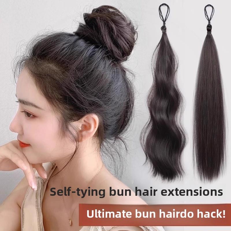 球头假发女性发型人工制品显示头发卷自缠绕发束假发辫子马尾人造