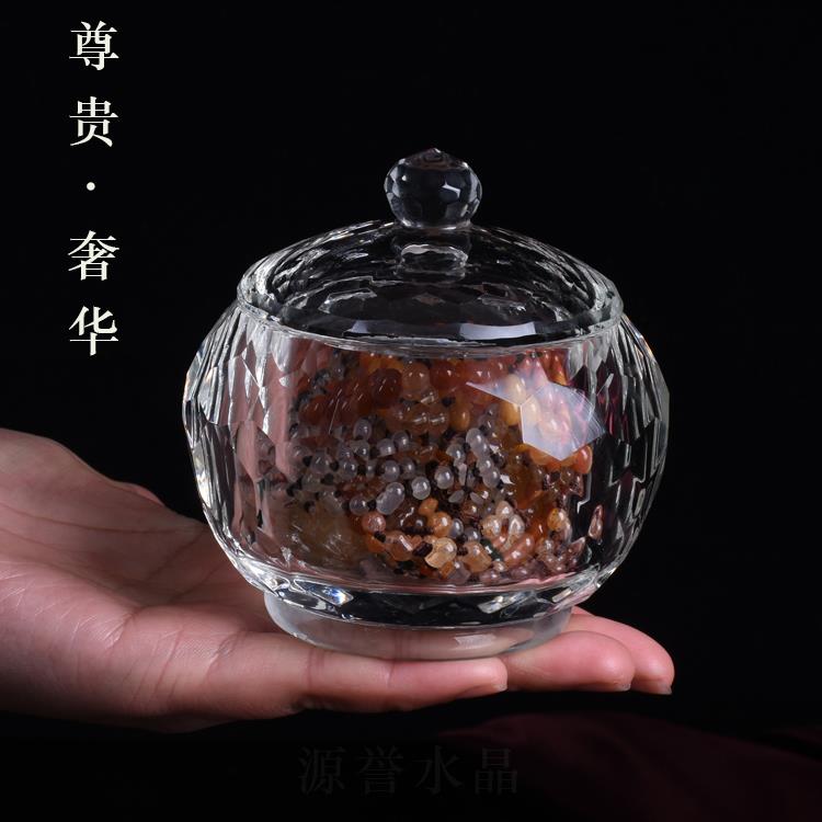 高档水1晶首盒大号c饰m加厚透玻璃收纳盒糖果罐储物罐0梳妆台装饰