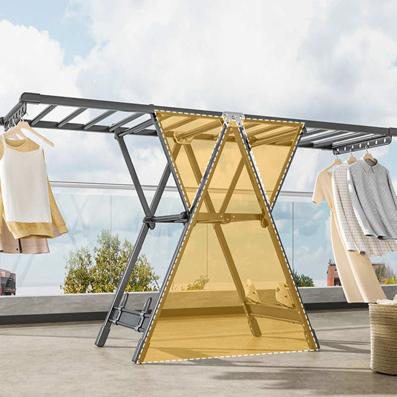 家用折叠晾衣架卧室阳台晒衣服被子晾衣杆室内外庭院落地晾衣架子