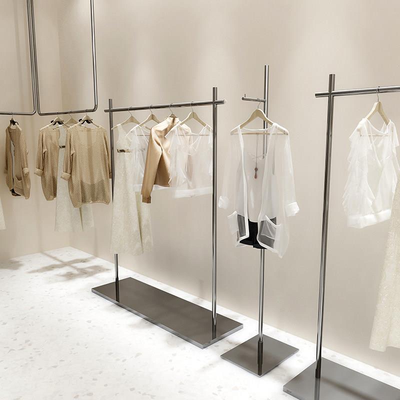服装店展示架不锈钢带板女装衣架卖衣服货架童装中岛陈列架落地式