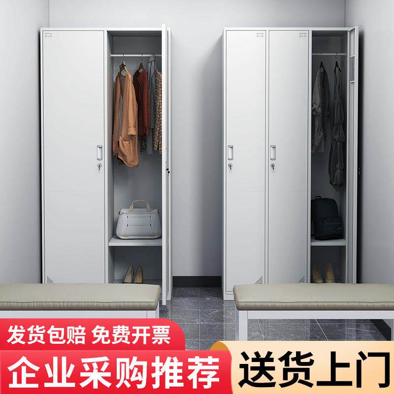 更衣柜工厂车间二门员工柜学校收纳柜铁皮鞋柜带锁健身房三门衣柜