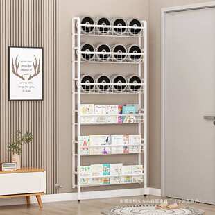 挂墙多层门后置物架极窄洞洞板门后书架铁艺卧室绘本落地多层家用