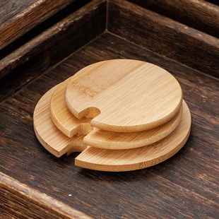 竹木盖子通用型杯盖大口径木质马克杯防尘盖定制水杯盖子单卖勺子