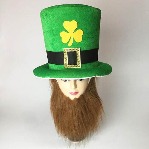 Halloween costume St. Patrick's Day green hat with beard
