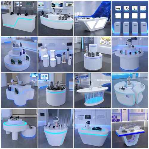 异形多功能发光馆展科技展示台厅会展商圆用中岛展台展示柜YWI展