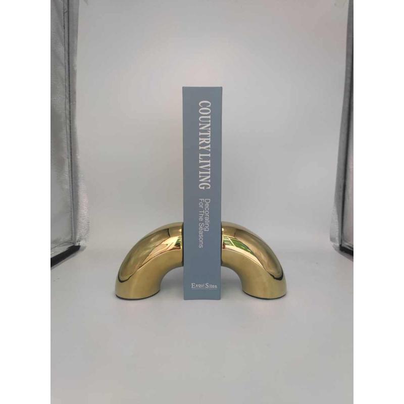 现代简约创意电镀金属书档书靠样板房售楼处桌面书架软装饰品工艺