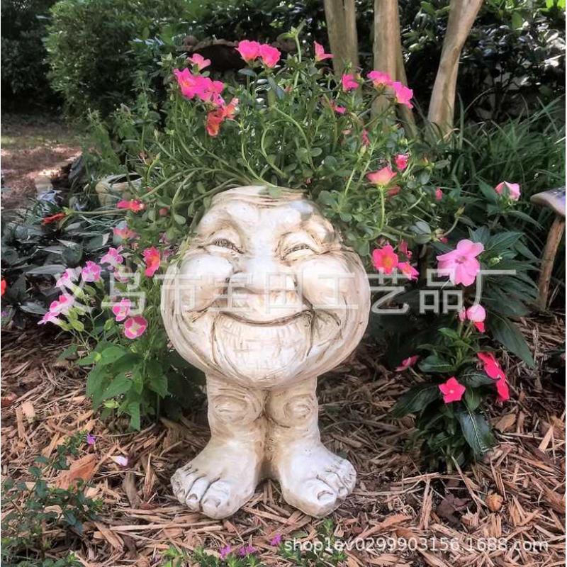 Muggly's The Face Statue Planter滑稽麻瓜脸雕塑搞怪表情花盆