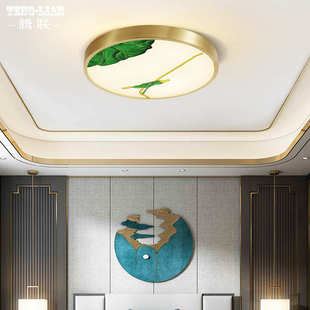 美式 卧室全铜吸顶灯现代简约儿童房间书房吸顶灯阳台过道楼梯灯具