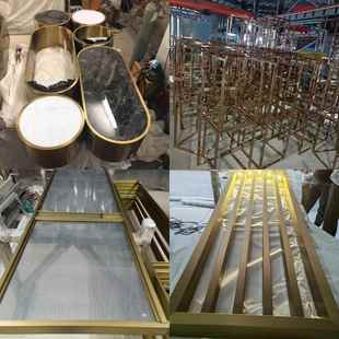 定制不锈钢加工定做电镀钛金装饰吊架层板柜折弯圆弧焊接异形制品