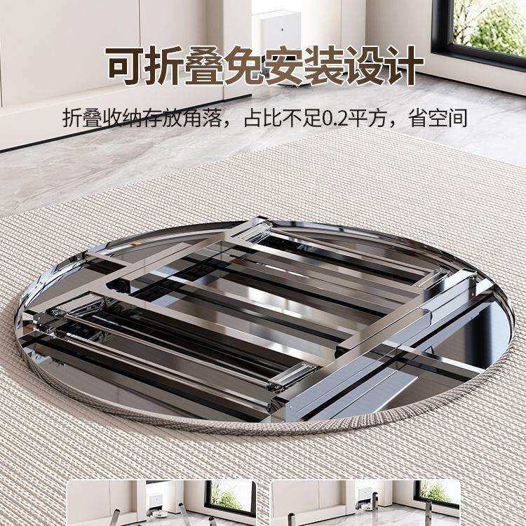 不锈钢桌子特厚可折叠圆桌摆摊烧烤吃饭家用大排挡不锈钢桌子圆形