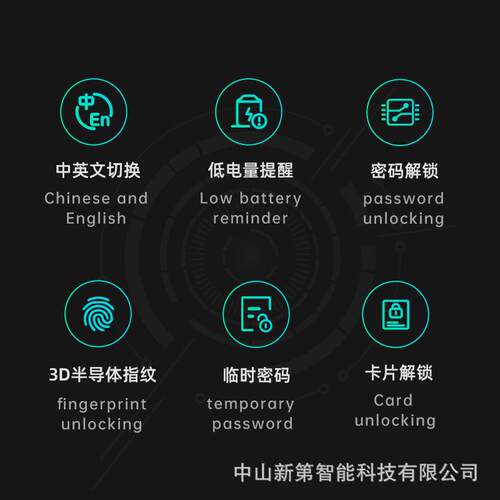 第指纹锁新c级锁芯智门锁海外人脸识别能握开一密码锁家用入户门